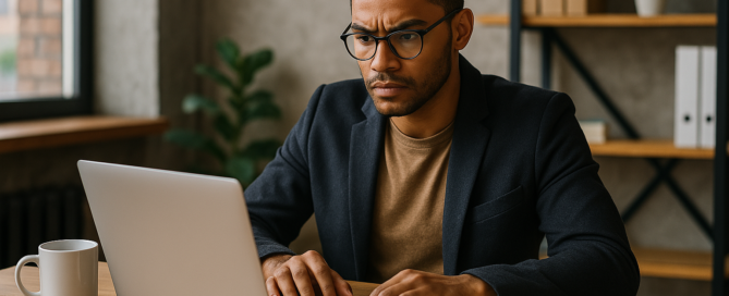 Entrepreneur at table working